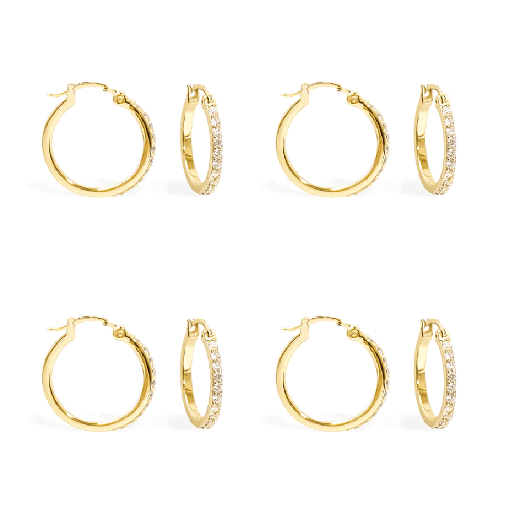 Pavé Midi Hoops - Bridal Bundle