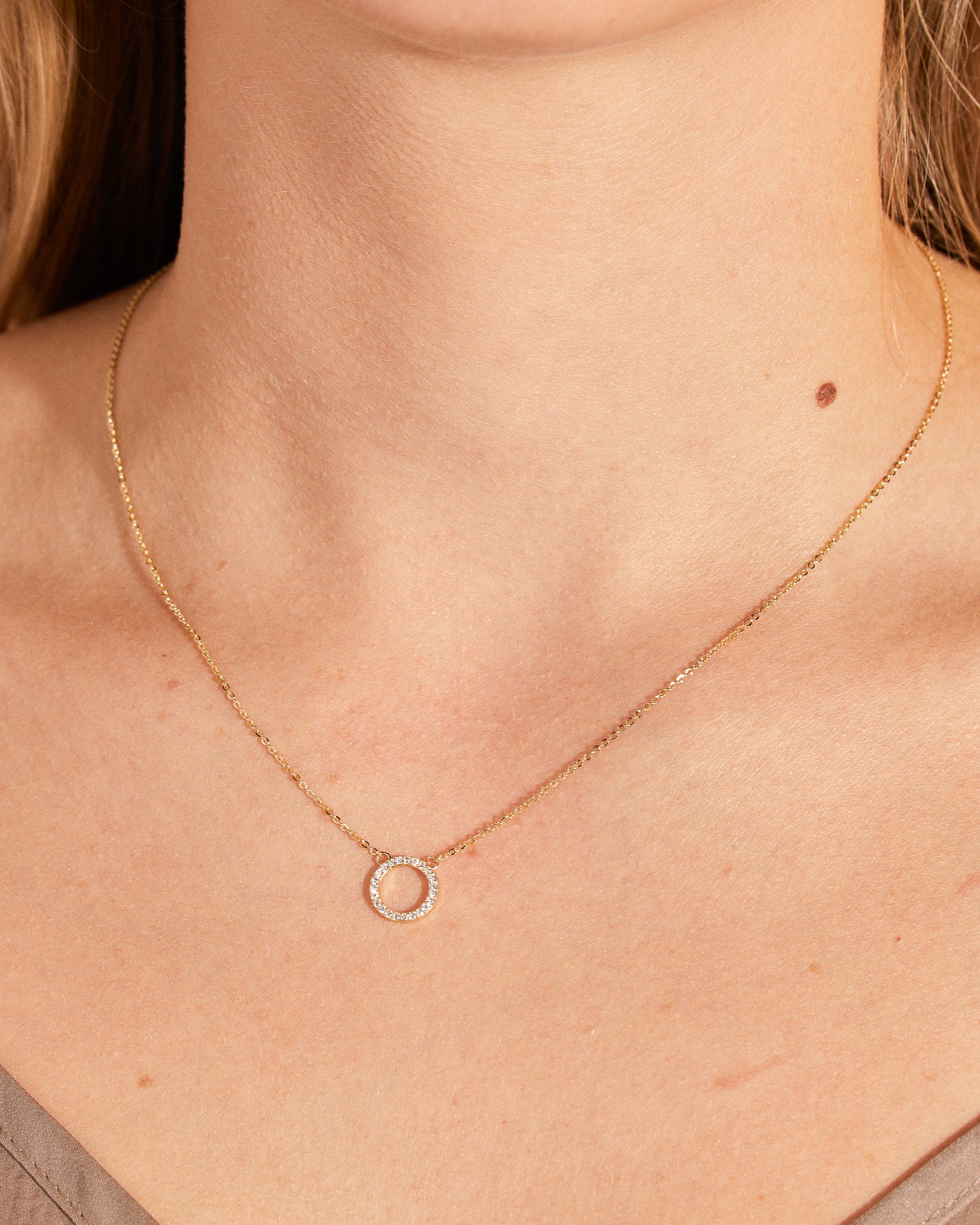 Pavé Circle Pendant Necklace